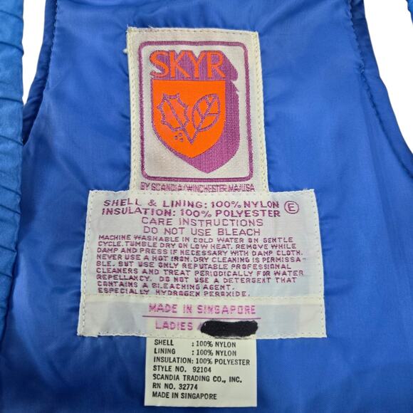 Vintage 80s SKYR Blue Nylon Ski Bibs Insulated Retro Snow Pants Size XS - Picture 7 of 9